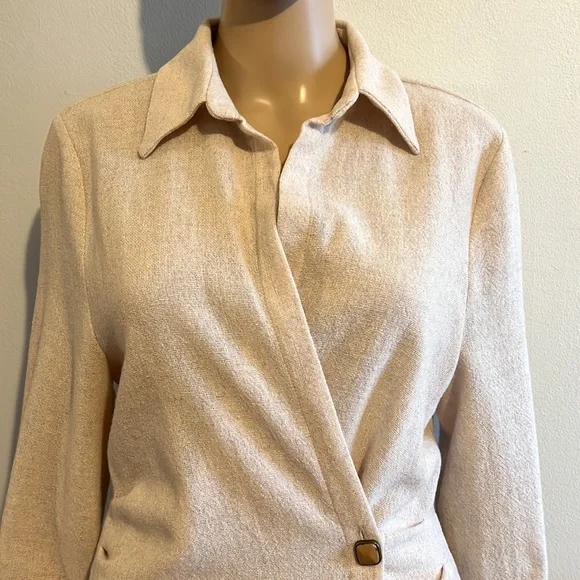 Zara Wool Blend Wrap Long Sleeve Side button Top Size S - Picture 9 of 15